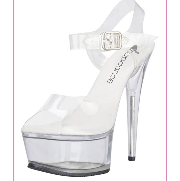 Lap Dance Club Clear Platform High Heels Stiletto Sandals sz 9 - Picture 1 of 8